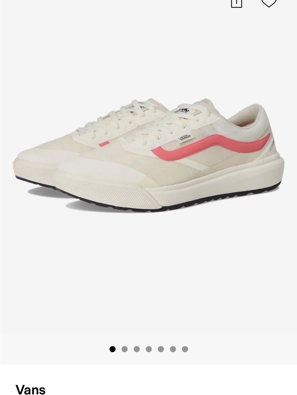 Vans Women's Cream Sneakers with Pink Side Stripe (worn twice)